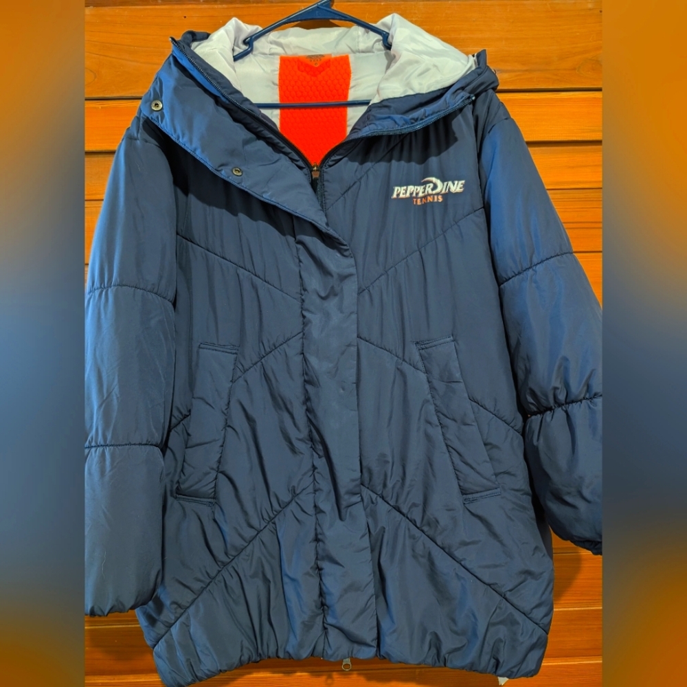 Asics Pepperdine women's tennis size medium navy blue team parka